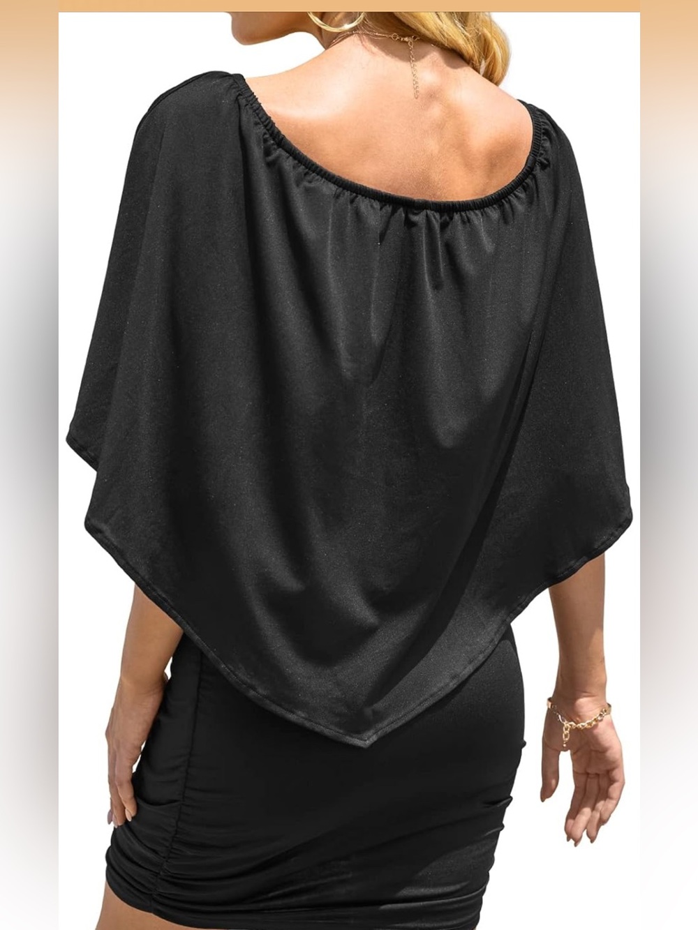 Black Ponte Knit Overlay Dress - Women - Picture 12 of 12